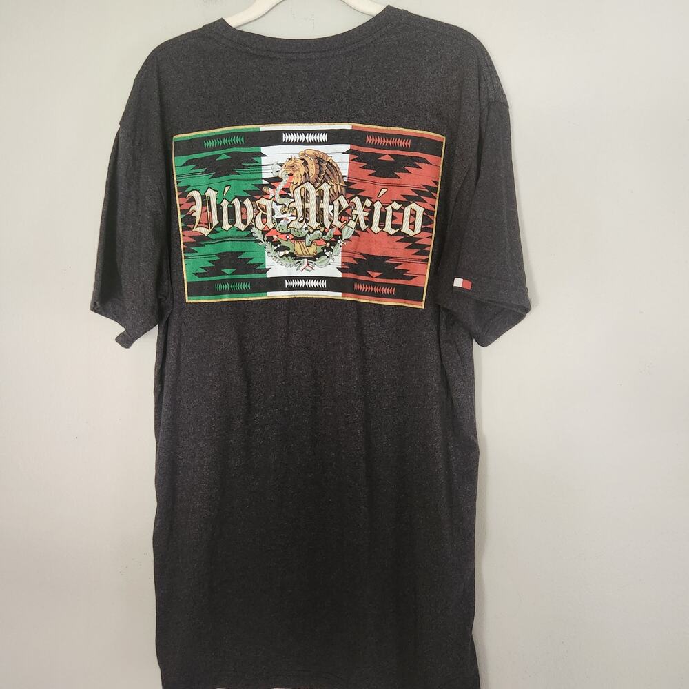 NWT Freedom‎ Ranch Viva Mexico Tri Color Charcoal Grey T-Shirt Men's size XL